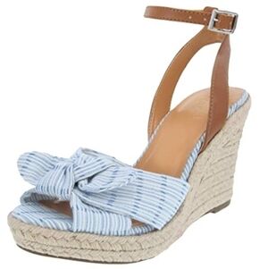 NEW! NAUTICA Blue Curia Bow Accent Espadrille Wedge Sandals.